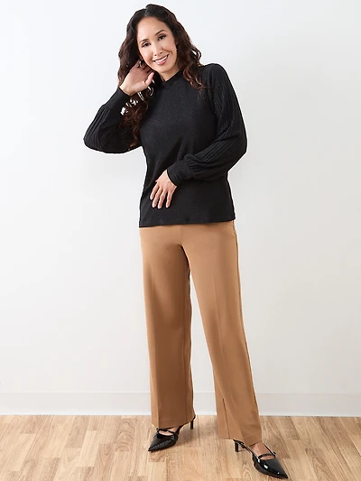 Petite Mock Neck Shimmer Top