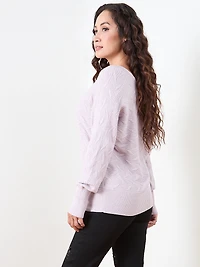 Petite Novelty Stitch V-Neck Pullover Sweater
