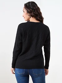 Petite Novelty Stitch V-Neck Sweater