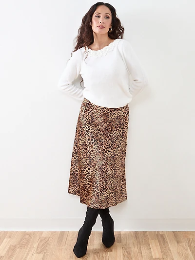 Petite Satin Bias Cut Midi-Skirt