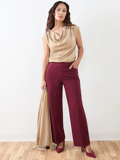 Petite Shimmer Cowl-Neck Top