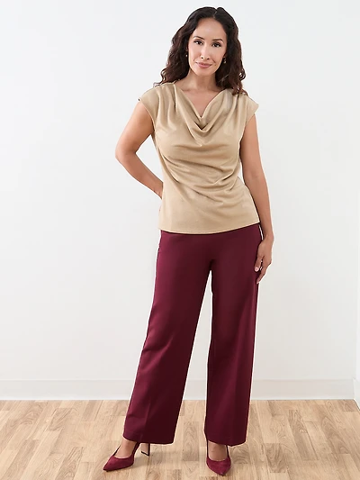 Petite Shimmer Cowl-Neck Top