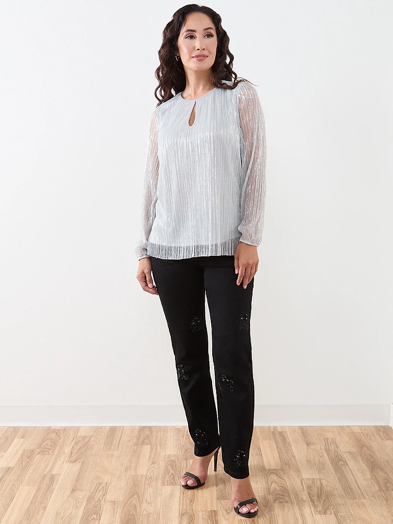 Petite Shimmer Crinkle Top