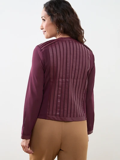 Petite Vegan Leather and Mesh Jacket