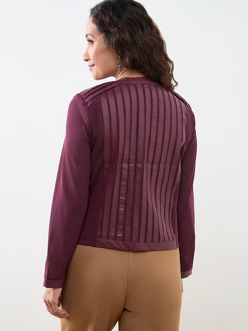 Petite Vegan Leather and Mesh Jacket
