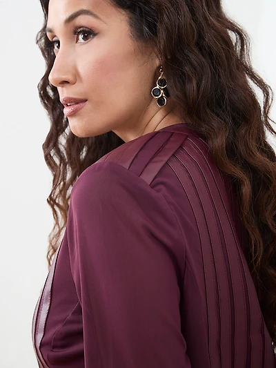 Petite Vegan Leather and Mesh Jacket