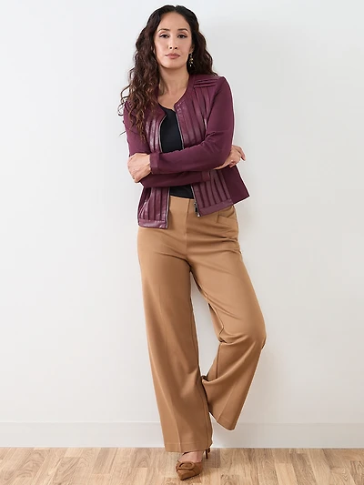 Petite Vegan Leather and Mesh Jacket