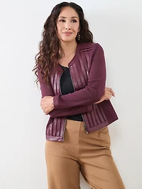 Petite Vegan Leather and Mesh Jacket