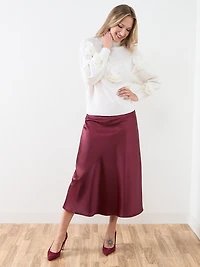 Rose Applique Mock Neck Sweater