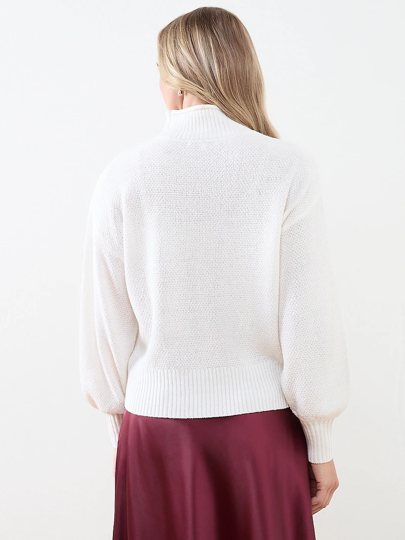Rose Applique Mock Neck Sweater
