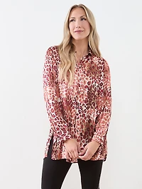 Satin Stripe Cherry Leopard Blouse