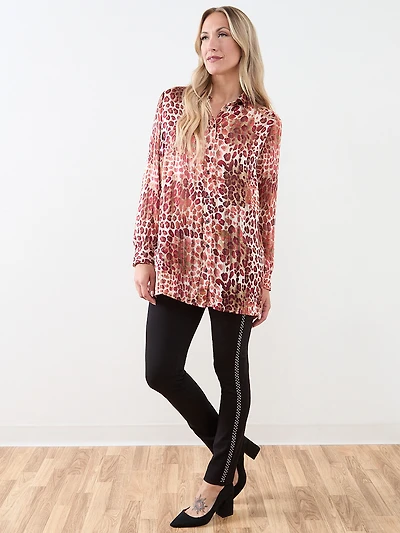 Satin Stripe Cherry Leopard Blouse