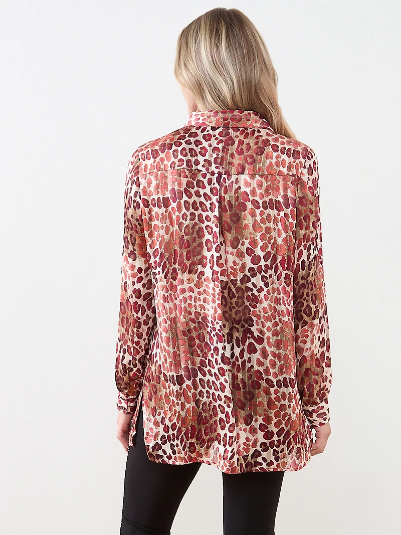 Satin Stripe Cherry Leopard Blouse