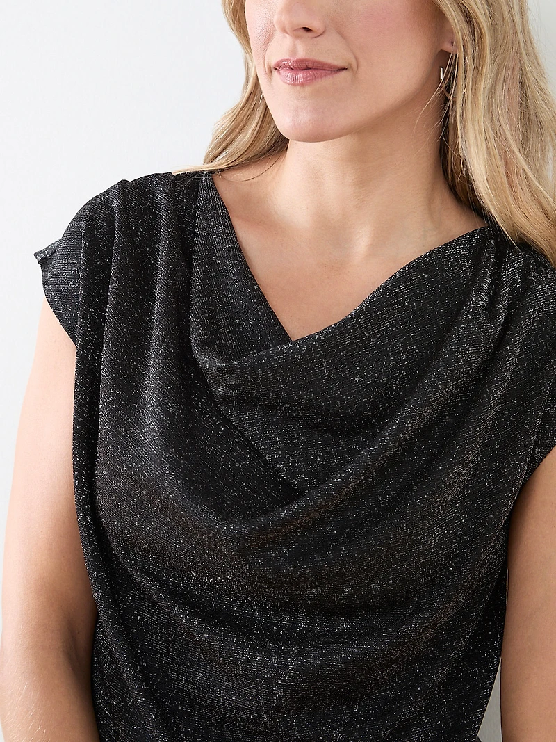 Shimmer Cowl-Neck Top