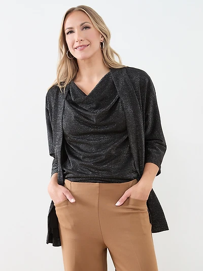 Shimmer Cowl-Neck Top