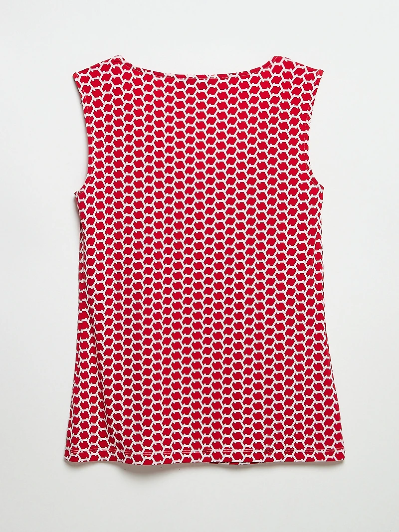 Sleeveless Double-Layer Front Knit Top