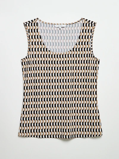 Sleeveless Double-Layer-Front Knit Top