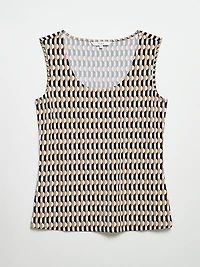 Sleeveless Double-Layer-Front Knit Top