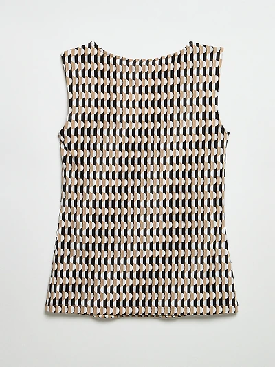 Sleeveless Double-Layer-Front Knit Top