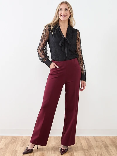 Tonia Wide Leg Pant in Ponte