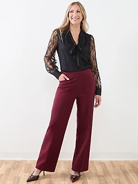 Tonia Wide Leg Pant in Ponte
