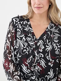 V-Neck Ruffle Front Blouse