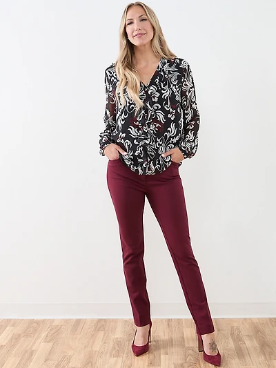 V-Neck Ruffle Front Blouse