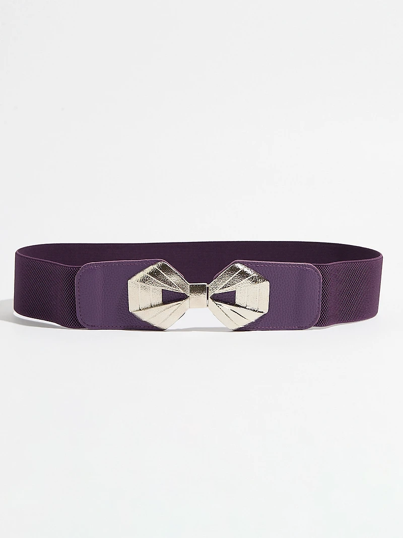 Amethyst Stretch Belt with Silver Bow Buckle