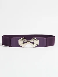 Amethyst Stretch Belt with Silver Bow Buckle