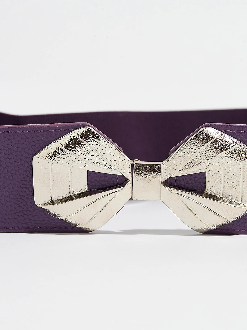Amethyst Stretch Belt with Silver Bow Buckle