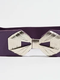 Amethyst Stretch Belt with Silver Bow Buckle