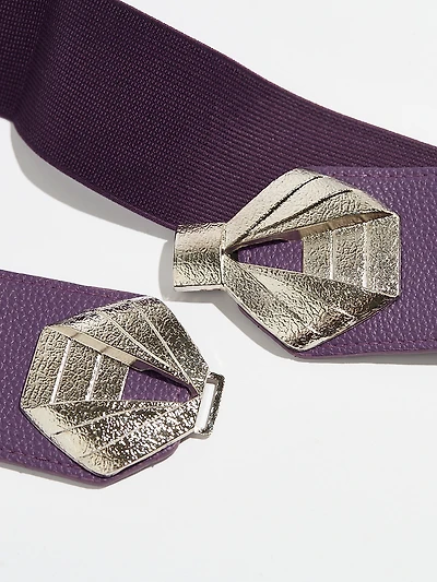 Amethyst Stretch Belt with Silver Bow Buckle