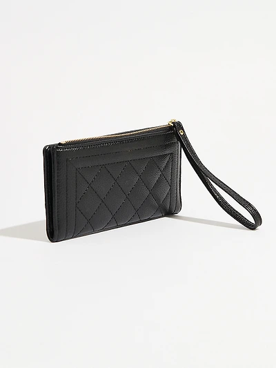 Black Faux Leather Wristlet