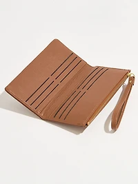 Camel Faux Leather Wristlet