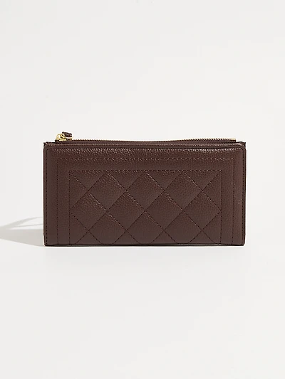 Chocolate Faux Leather Wristlet