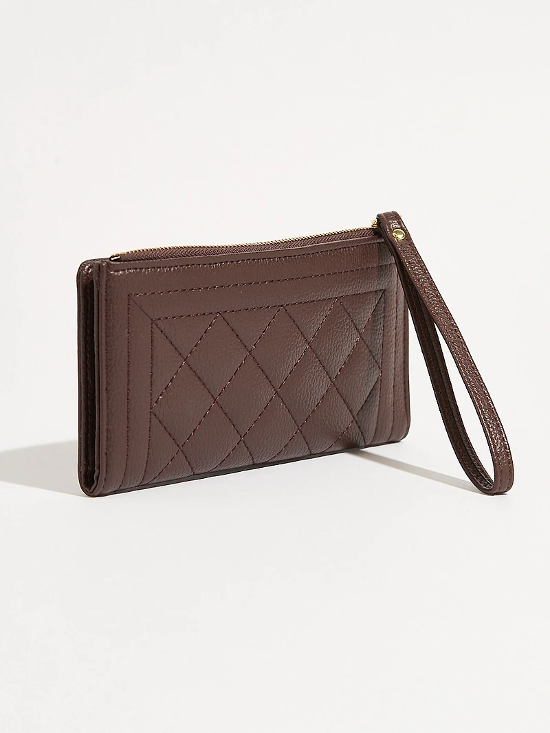 Chocolate Faux Leather Wristlet
