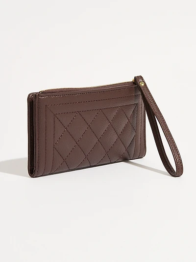 Chocolate Faux Leather Wristlet