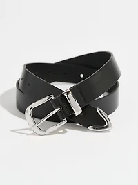 Classic Black Pant Belt with Silver Buckle