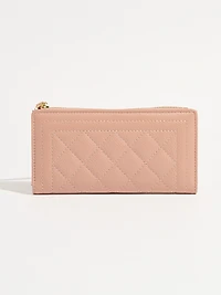 Dusty Pink Faux Leather Wristlet