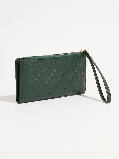 Emerald Faux Leather Wristlet