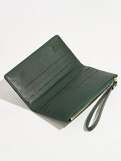 Emerald Faux Leather Wristlet