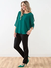 3/4 Sleeve Stud Detail Relaxed Fit Blouse