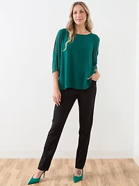 3/4 Sleeve Stud Detail Relaxed Fit Blouse