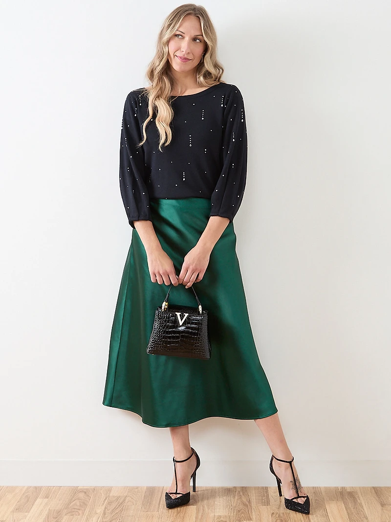 3/4 Sleeve Rhinestone Sweater