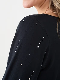 3/4 Sleeve Rhinestone Sweater