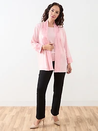 3/4 Sleeve Sequin Edge Trim Cardigan
