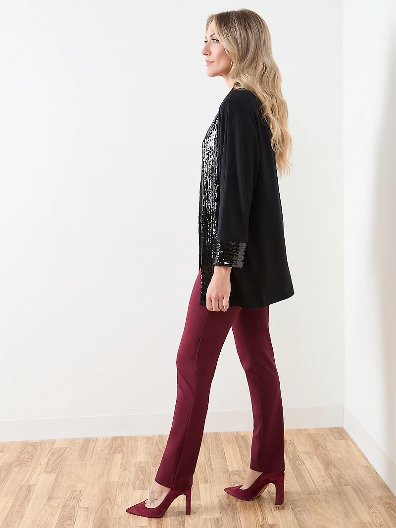 3/4 Sleeve Sequin Trim Cardigan