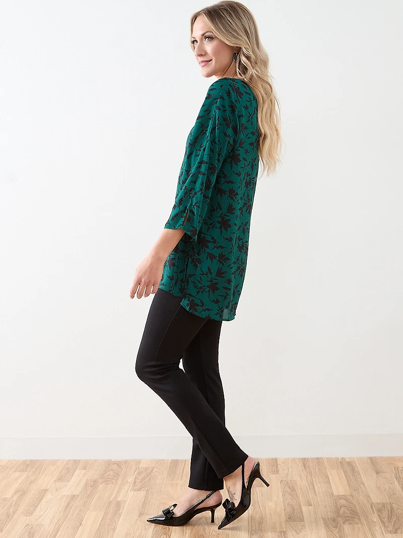3/4 Sleeve Sequin Trim Tunic