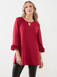 3/4 Sleeve Tunic with Rosettes