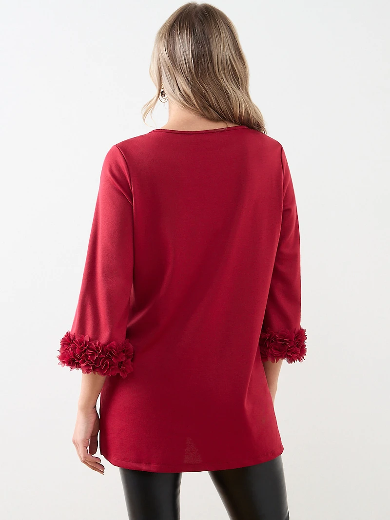 3/4 Sleeve Tunic with Rosettes